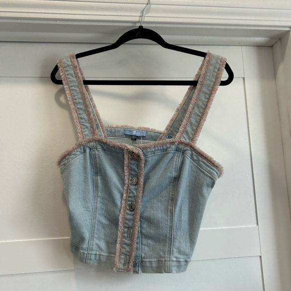 7 for all mankind Light Blue Denim button corset top size L - Picture 1 of 3